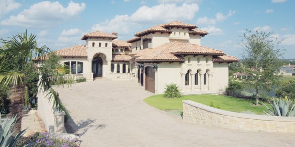 Horseshoe Bay Mediterranean Front Elevation on Lake LBJ by Zbranek Holt Custom Homes Austin Horseshoe Bay Luxury Custom Home Builder 1