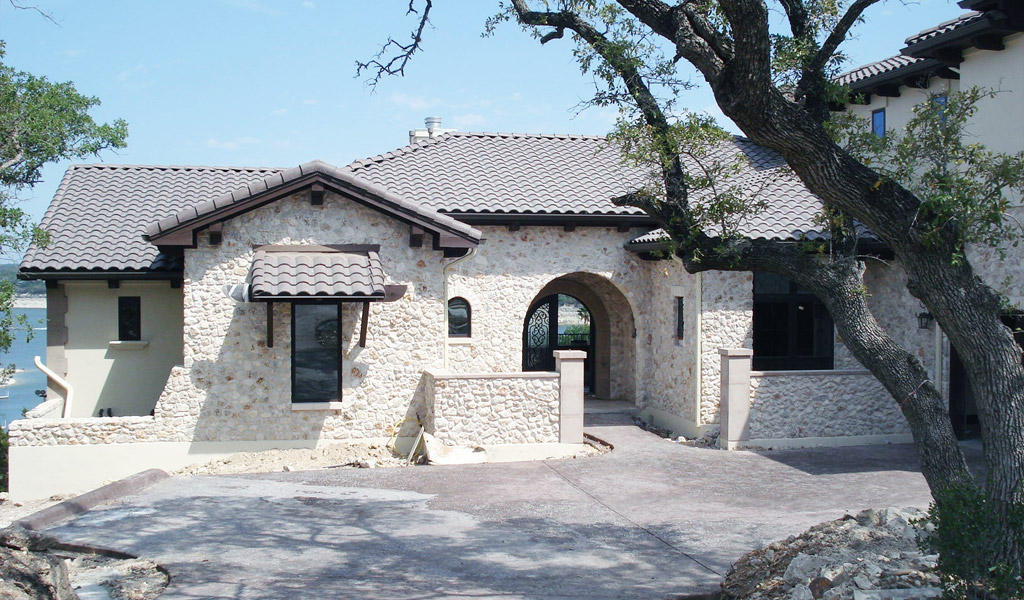 Nearly Completed Front Entry Vineyard Bay on Lake Travis by Zbranek Holt Custom Homes Austin Luxury Custom Home Builder1