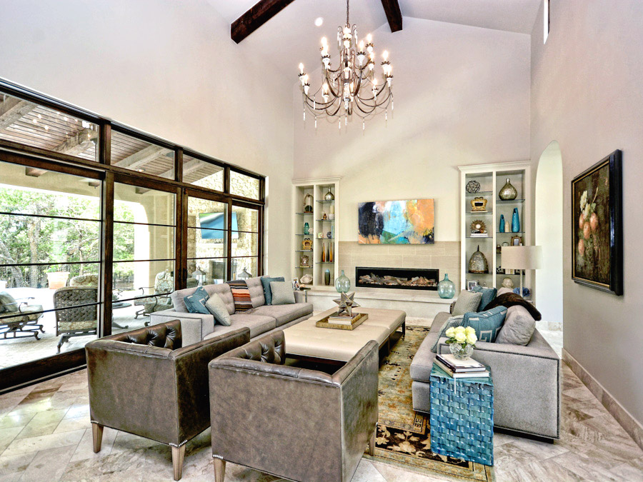 Santa Barbara Transitional Familyroom by Zbranek and Holt Custom Homes Austin Luxury Home Builders