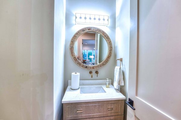 Zbranek and Holt Custom Homes Soft Modern Transitional Entry Powder Room