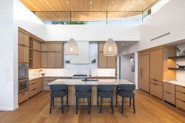Modern Organic Lakehouse Kitchen Wood Cabinetry Island Pendant Lighting Zbranek and Holt Custom Homes