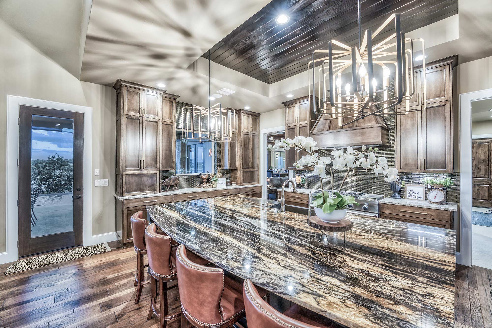 Zbranek and Holt Custom Homes Waterfront European Luxury Kitchen Island Lake View